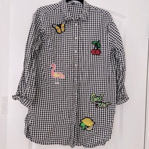 H&M gingham tunic with patches, size 12